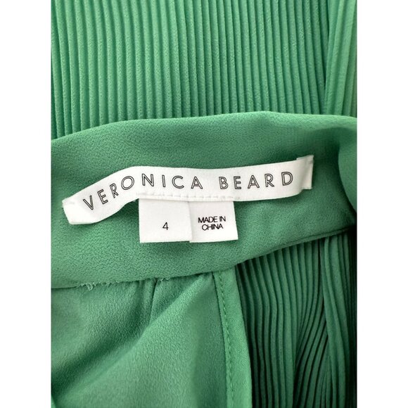 VERONICA BEARD Alexa Bow Plissé Halter Top in Agate Green 4 - Picture 6 of 10
